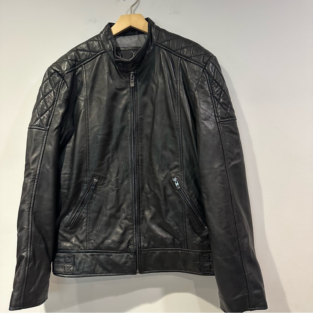 Bob & Christensen Men's Quilted Leather Moto Jacket